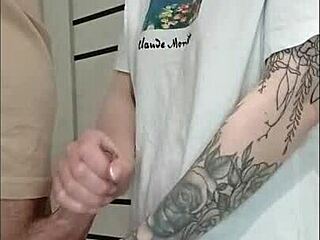 Stepmom's friend passionately jerks me off at house party