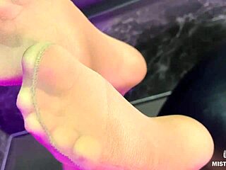 beautiful mistress feet and ass in flesh-colored pantyhose teasing you