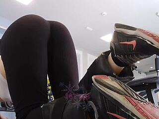 Naughty Blonde Flashes At Gym With Pierced Nipples