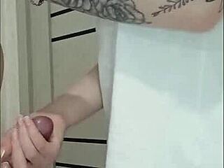 Stepmoms friend jerked off my dick at a house party