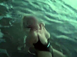 Blonde flashing tits and sucking cock on the beach, so public!