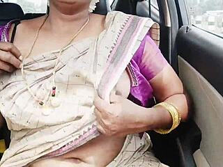 watch this indian aunty in saree fucking her son in law on a long drive, dirty telugu talks!
