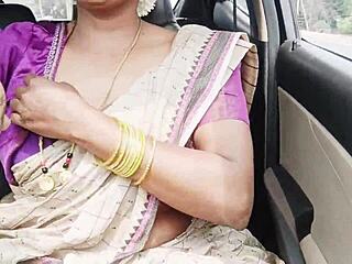 watch this indian aunty in saree fucking her son in law on a long drive, dirty telugu talks!