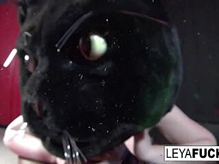 Intriguing POV blowjob on a giant black cock, full of gags.