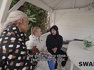 Young couple seduces girl for hardcore threesome while boyfriend watches in wild swap