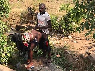 Intense quicky by riverside with big cock in ass