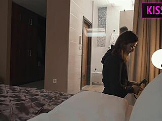 birthday gift for cuck husband - hot wifey fucks handyman in hotel while hubby holds hand and hair?