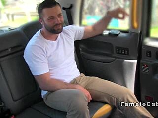 hidden cam captures intense backseat riding and blowjob in british fake taxi