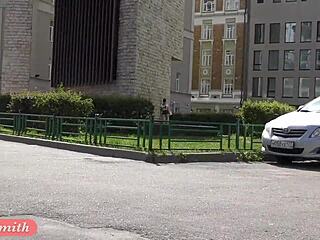 jeny smith - upskirt part 2: cute babe flashing skirt in public outdoor voyeur scene