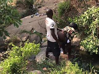 Intense quicky by riverside with big cock in ass