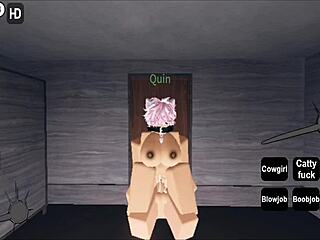 Roblox guy fucks cute girl with blowjob and creampie.