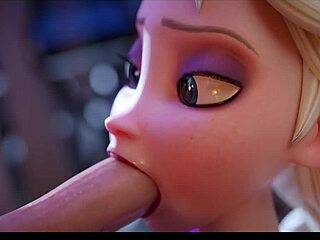 Elsa Is Getting Her Face Stuffed By A Huge Big White Cock