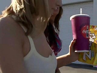 Sexy Brunette Discovers Pretty Blonde's First Girl Kiss!