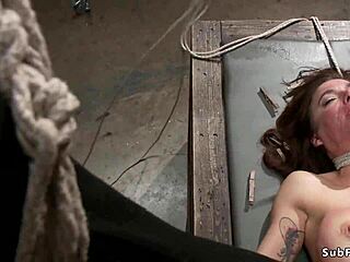 Busty Babe Bent Over, Big Tits Slave Ass Caned Roughly in BDSM Bondage Submission