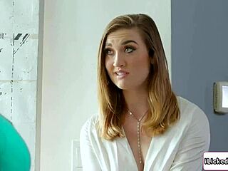 Lesbian Couple Double Penetrating Neighbor with Strap On