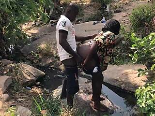 Intense quicky by riverside with big cock in ass