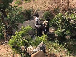 Intense quicky by riverside with big cock in ass