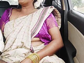 watch this indian aunty in saree fucking her son in law on a long drive, dirty telugu talks!