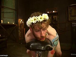 Curvy femdoms tease bound male sub with strapon pegging in kinky bondage session