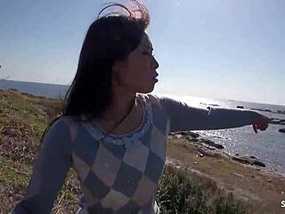 Petite Asian Step-Daughter Seduces Step-Dad Outdoors
