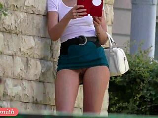 jeny smith - upskirt part 2: cute babe flashing skirt in public outdoor voyeur scene