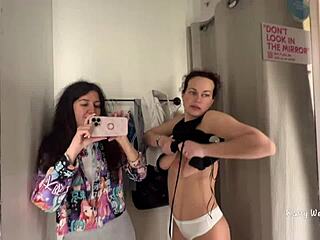 Are those two horny teens 18+ licking pussy in the public locker room?