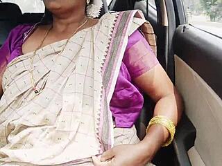 watch this indian aunty in saree fucking her son in law on a long drive, dirty telugu talks!