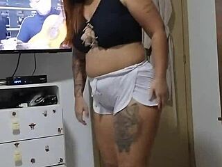 redhead wife flashes for lover while husband watches