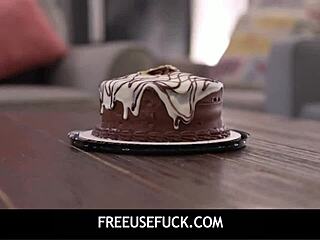 Hot teen step sisters threesome with stepdad on birthday.