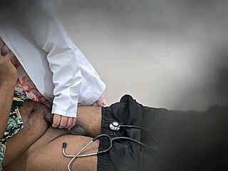 lady doctor has fun with patient in hospital