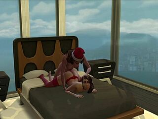 Christmas morning fuck session, shemale and lesbian action