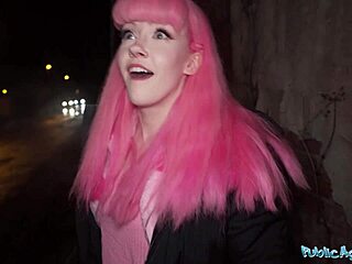 Public agent teases by removing chastity belt and filling wet pussy