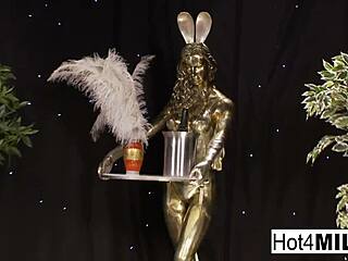 Big boobed blonde milf gets dicked down in her white stockings while sucking cock