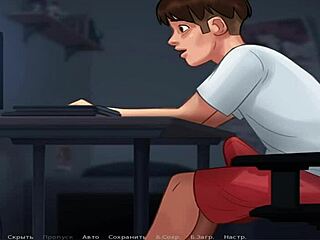 Mature woman jerks off teen's cock in Summertime Saga