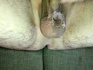 i jerk my huge uncircumcised cock until i cum in the bedroom