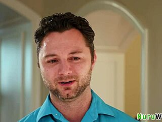 I love prepping my busty teen client for that slippery nuru massage in the shower with Brad Sterling and Charlotte Sins
