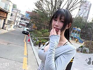 multiple squirts in the first casting sex tape, beautiful asian girl with toys and interview