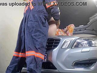 Mechanic fucks my wife in doggystyle creampie while I watch