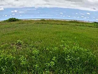 nicoly seduces firefighter on beach and rides his dick in woods