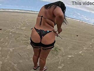 nicoly seduces firefighter on beach and rides his dick in woods