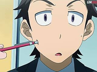 asian lesbian teacher with big tits masturbates in hentai creampie