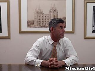 Poor guy watches innocent mormon teen being hammered.
