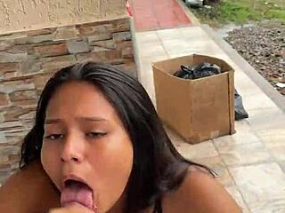 This Colombian puta sucked cock on the street when her neighbor caught her