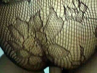 Fucking my wife's big pussy in sexy stockings she wore for her lover 😏