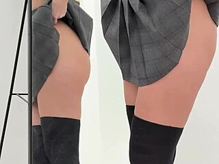 In the bedroom, cute young Chloee seduces old Torbe with her big ass, fucking him in doggystyle