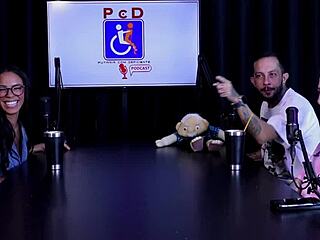 Alice Vasconcelos on the stripper pole, showing her big tits! She says, I become bisexual when drunk!