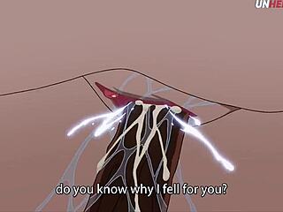 asian lesbian teacher with big tits masturbates in hentai creampie