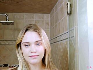 Gorgeous Teen Blonde Took a Shower with Amateurs on Sofa