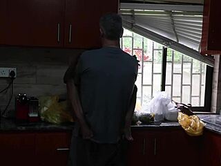 They start fucking outside, then move to the kitchen with wet pussy and ripped clothes.