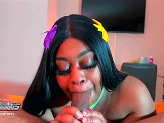 Slim BBW wants to swallow cum with her tongue rings!